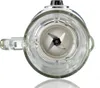 A top-down view of the inside of a blender jar, showing the blades. Produktbild-Vorschau