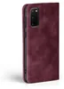 A burgundy flip cover phone case is shown from the side against a white background. Produktbild-Vorschau