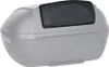 A gray motorcycle top case with a black mesh insert on top, shown from a diagonal angle. Podgląd zdjęcia produktu