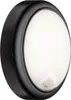 A black outdoor wall light with a motion sensor. Produktbild-Vorschau
