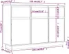 A diagram showing the dimensions of a sideboard. Anteprima dell’immagine prodotto