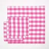 HOMESCAPES Pink karierte Stoffservietten aus Baumwolle im Produktbild-Vorschau 3