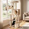 COSTWAY Arbre à chat en bois, 148 cm, arbre à chat avec Voir les images du produit 2