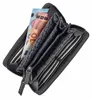 An open black wallet with euro banknotes inside, set against a white background. Produktbild-Vorschau