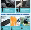 Collage of images showing different attachments and uses of a handheld vacuum cleaner. Produktbild-Vorschau
