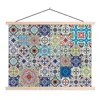 MuchoWow® Textilposter Blumen - Muster - Grün - Blau 60x45 Produktbild-Vorschau 1