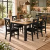 INSPIRO Essgruppe Eiche Cremona/Schwarz + 6 Stühle Samt Schwarz – gemeinsam essen an einem Tisch Produktbild-Vorschau
