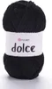 A ball of black yarn with a label. Produktbild-Vorschau