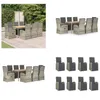 vidaXL 9 tlg. Garten Essgruppe mit Kissen Grau Poly Rattan Produktbild-Vorschau 1