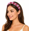 Blumen Haarreif "Elfe" - Schmaler Blütenkranz | Rosa Rot Produktbild-Vorschau 2