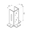 A technical drawing of a metal post anchor with dimensions indicated. Produktbild-Vorschau