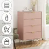 Commode, buffet, 4 tiroirs, 34x60x91 cm, bois rose avec Voir les images du produit 5