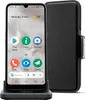 A smartphone in a charging dock next to a black flip case. Produktbild-Vorschau