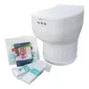 A white toilet with accompanying accessories and a manual, presented on a white background. Anteprima dell’immagine prodotto