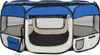 A blue and white foldable pet playpen is shown from the front. Náhled obrázku produktu