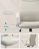 Collage showing a beige office chair with close-ups of its features, including dimensions and padding. Náhled obrázku produktu