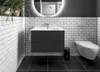 A modern bathroom with a wall-mounted vanity and toilet. Anteprima dell’immagine prodotto