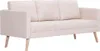 A cream-colored three-seater sofa with wooden legs, shown from a front-side angle against a white background. Náhled obrázku produktu
