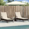 The Living Store Sonnenliegen mit Auflagen 2 Stk. Braun Produktbild-Vorschau 2