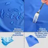 Blauer Stoff zeigt Wasserbeständigkeit, Haltbarkeit gegen eine Gabel und mehrschichtige Konstruktion für einfache Reinigung Náhled obrázku produktu