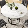 OKWISH Table À Manger Ronde - Avec Plateau MDF Marbré Et Voir les images du produit 3