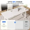 A white standing desk with a book and a cup on it, with a comparison graphic below. Voir les images du produit