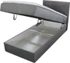 A bed frame with the mattress lifted to reveal the storage compartment underneath. Produktbild-Vorschau