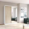 Schwebetürenschrank mt Spiegel in Weiß/Sonoma
Breite:	150 cm
Höhe: 200 cm	
Tiefe: 61 cm Produktbild-Vorschau