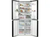 An open refrigerator with food items inside, set against a white background. Produktbild-Vorschau