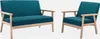 Poltrona scandinava in legno e tessuto, Blu smeraldo Anteprima dell’immagine prodotto 5