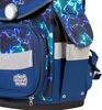 A close-up view of a blue backpack with a lightning bolt pattern. Podgląd zdjęcia produktu