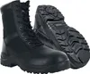 A pair of black tactical boots shown from a side-angle, with one boot upright and the other showing its sole. Produktbild-Vorschau
