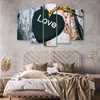5-teiliges leinwandbild liebe herz holz inschrift 150x100 Produktbild-Vorschau 3