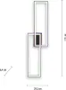 A modern, abstract LED ceiling light with interlocking rectangular frames, shown against a white background with dimensions indicated. Produktbild-Vorschau