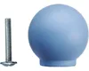 A blue spherical knob and a silver screw are displayed against a white background. Produktbild-Vorschau
