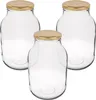 Three empty glass jars with gold lids are arranged on a white background. Produktbild-Vorschau