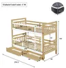 Letto a castello 90 x 200 cm in legno, trasformabile in due Anteprima dell’immagine prodotto 2
