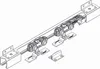 A technical drawing of a sliding door hardware system. Produktbild-Vorschau