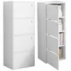 A white storage cabinet with four doors, shown from two different angles. Produktbild-Vorschau