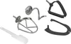 A collection of kitchen mixer attachments and a spatula, laid out on a white background. Voir les images du produit