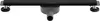 A black shower drain with a gray siphon is shown against a white background. Produktbild-Vorschau