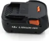 A black and orange 18V lithium-ion battery pack for power tools, shown from a side angle on a white background. Produktbild-Vorschau