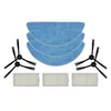 A set of cleaning accessories for a robot vacuum cleaner, including mop pads, side brushes, and filters, laid out on a white background. Produktbild-Vorschau