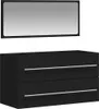 A black bathroom cabinet with a mirror above it, presented on a white background. Náhľad obrázku produktu