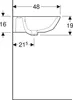 A technical drawing of a sink with dimensions. Produktbild-Vorschau