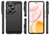 Collage of a black phone case from multiple angles, showing the back, sides, and front with a phone screen. Produktbild-Vorschau