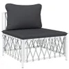 6-tlg. Garten-Lounge-Set mit Kissen Weiß Stahl Produktbild-Vorschau 4