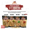 A promotional image for a set of BBQ smoking chips, featuring four bags and text highlighting a '3+1 GRATIS' offer. Produktbild-Vorschau