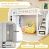 A loft bed with integrated storage, featuring a wardrobe and drawers, in a child's bedroom setting. Anteprima dell’immagine prodotto