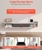 A wall-mounted TV cabinet with various items displayed on and inside it, along with three inset images showing examples of what can be stored. Náhľad obrázku produktu